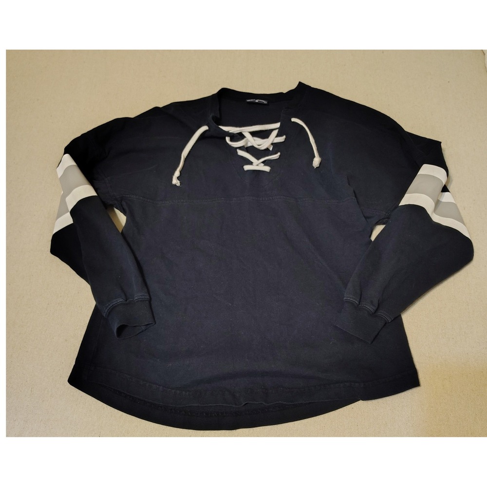 Spirit Jersey Berkeley Est 1960 Lace Up Long Sleeve Top Oversized Navy XS‎ 13